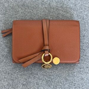 Chloe Alphabet Wallet, Grained Calf Skin, Brown